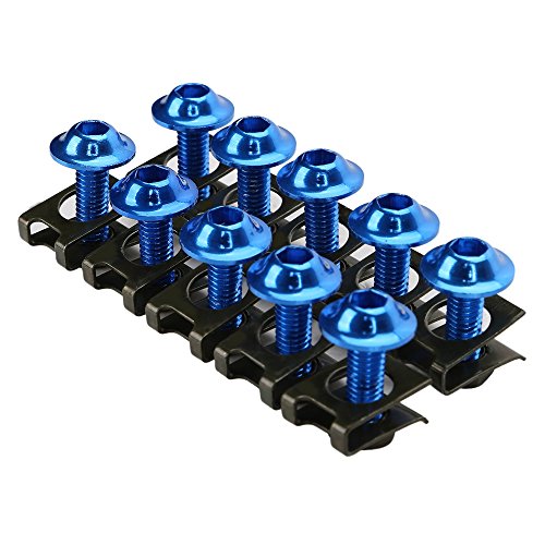 ECLEAR 10pcs/lot Motorcycle M6 Fairing Bolts Spire Speed Fastener Clips Washes Screws Spring Nuts CNC Aluminum Fits Harley Kawasaki Yamaha Suzuki Honda - Blue