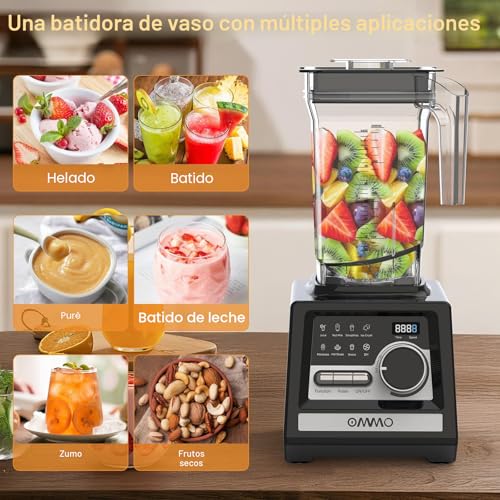 OMMO 2L Professional Blender, 1800W Smoothies Blender with 9 Speed Controls for Broken Ice, Smoothies, Drinks and Frozen Fruits, BPA Free