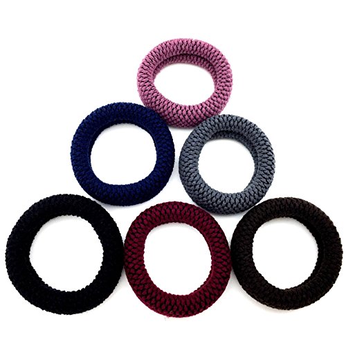 Elastic Hair Bands Ties and Ponytail Holder for Women and Girls, 6 Count Natural Heavy Duty Hair Ties Band for Long Thick Heavy Hairs
