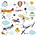 Vintage Airplanes Nursery Kids Room Peel & Stick Wall Art Sticker Decals for Babies Infants Toddlers