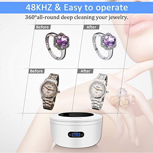 Ultrasonic Cleaner, Jewelry Cleaner Machine with 5 Digital Timer, 40KHz Powerful Ultrasonic Cleaner with 25 Ounces Tank for Cleaning Jewelry Rings Glasses Watches Shaver Heads Diamond Denture