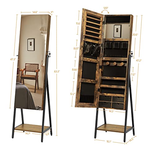 SICOTAS Jewelry Armoire Full Length Mirror with Storage Mirror Jewelry