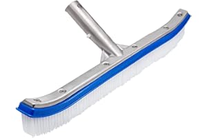 Katikies 18-inch White Pool Brush, Aluminum Handle, Wire Bristles, for Cleaning and Scrubbing Surfaces Debris Off of All The Areas - Walls, Tiles, Floors, Steps and Corners