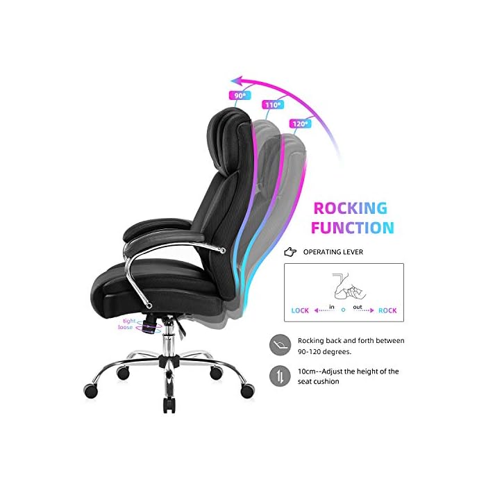 YAMASORO Silla de oficina ergonómica, grande y alta, de piel sintética, silla ejecutiva de escritorio, silla para oficina en casa, color negro - Imagen 3