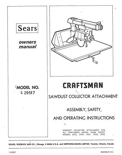 1974 Craftsman 9-29517 Radial Arm Saw-Dust Collector Attachment Instructions Reprint [Plastic Comb]