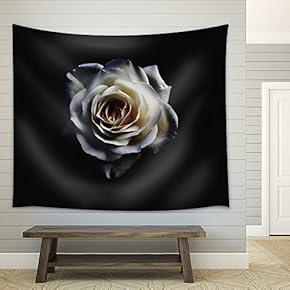 White Rose in The Dark - Fabric Wall Tapestry Home Decor - 51x60 inches