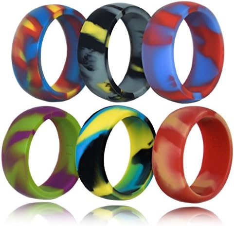 Silicone Wedding Ring for Men by FluxActive - SUPERHERO Collection - 6 Pack - Ultra Premium Rubber Bands for Active Men (10.5)