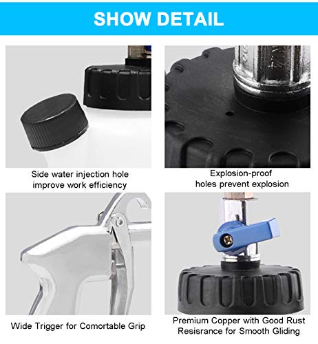 CARFKA High Pressure Car Cleaning Gun, Upgraded Pro Washing Brush Cleaner, Car Interior Tornado Tools Kit, Exterior Air Pulse Sprayer Nozzle with Metal Spinner, 1L Bottle (US Edition)