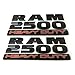 Yoaoo 2x Genune Black Ram 2500 Emblem Badge 3D Emblem Decals Nameplates Flat Letter OEM Matte