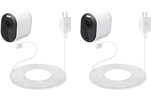 WASSERSTEIN 25ft/7.6m Weatherproof Outdoor Charging Cable with Quick Charge Adapter Compatible with Arlo Ultra/Ultra 2/Pro 3/Pro 4/Pro 5s (2 Pack, White) (NOT Compatible with Arlo Essential Spotlight)