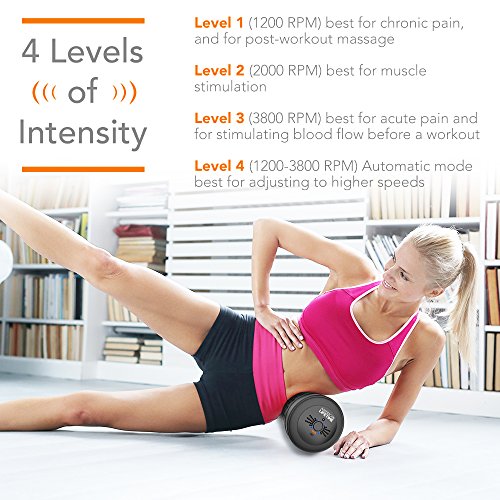 American Lifetime Vibrating Foam Roller - 17 Inch 4-Speed Rechargeable Electric High-Intensity Vibration, Deep Tissue Massager for Recovery, Pliability Training, Physical Therapy - 1 Year Warranty