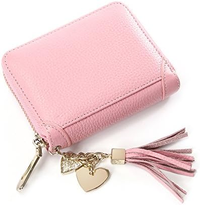 RFID Blocking Women's Credit Card Holder Wallet ID Holder with 2 ID Window Card Case Purse(Pink)