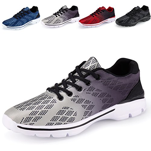 Men’s Lightweight Breathable Running Tennis Sneakers Casual Walking Shoes (US 12/EU 46, Grey)