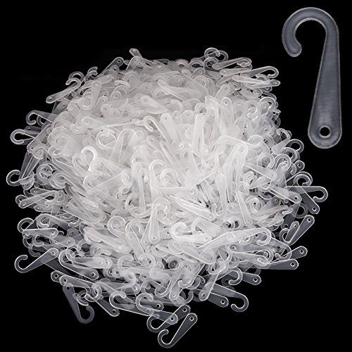 handrong 1000 Pieces Plastic J Hooks Fasteners for Socks T-Shirts Clothing Retail Display Hanger (White)
