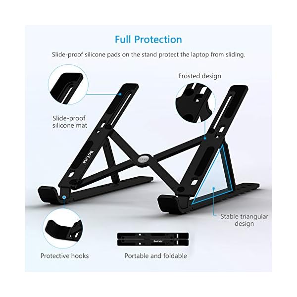 BoYata-Aluminum-Foldable-Laptop-Stand-6-Levels-of-Height-Adjustable-Portable-Laptop-Holder-Riser-for-Desk-Compatible-with-MacBook-AirPro-Dell-HP-Lenovo-Most-10-156-Laptops BoYata Aluminum Foldable Laptop Stand, 6 Levels of Height Adjustable Portable Laptop Holder Riser for Desk, Compatible…