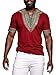 Huiyuzhi Men's African Print Dashiki T-Shirt Tops,Red,X-Large