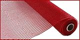 Wide Foil Deco Poly Mesh Ribbon, 10 Inches x 30 Feet (Red, Red Foil)