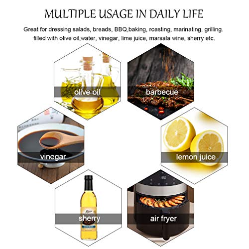 Herda oil spayer for cooking,180ml/6oz Olive Oil Mister Ergonomic Glass