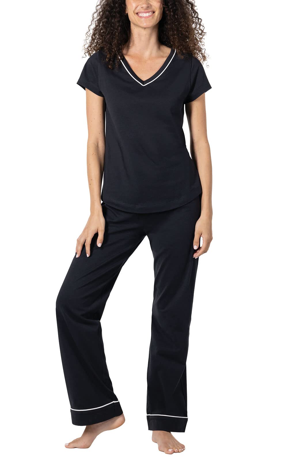 PajamaGram Women's Pajamas - Cotton Pajamas, Black, SM Image