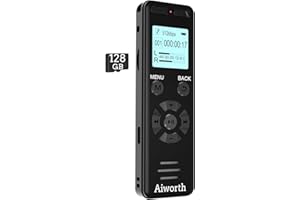 136GB Digital Voice Recorder Voice Activated Recorder for Lectures Meetings - aiworth 9860 Hours Sound Audio Recorder Dictaphone Recording Device with Playback,MP3 Player,Password,Variable Speed.