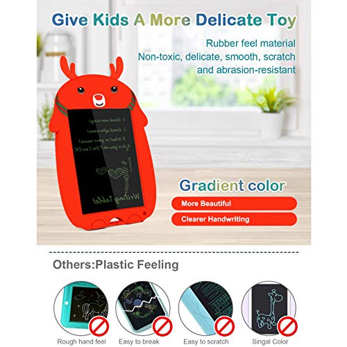 Deelife LCD Writing Tablet, 8.5Inch Elk Erasable Reusable Electronic Drawing Board, Colorful Screen Toddler Doodle Board Pad Tablet Gifts for Kids and Adults at Home, School and Office (Red)