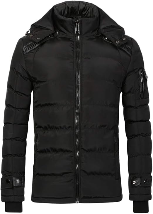 Men's Quilted Coat Elegant Solid Long Colors Sleeve Down Coat Simple