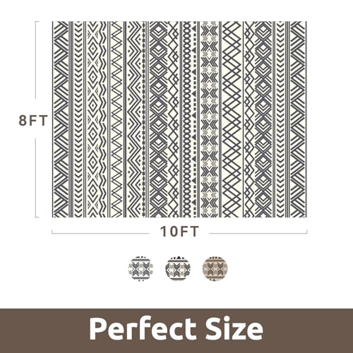 8x10 Outdoor Rug Braided Indoor Outdoor Rugs Carpet Non Slip Outdoor Patio Rug with Rubber Particles Backing, Boho Outdoor Area Rug for Patio Deck Porch Balcony Backyard Living Room, Blackish Grey