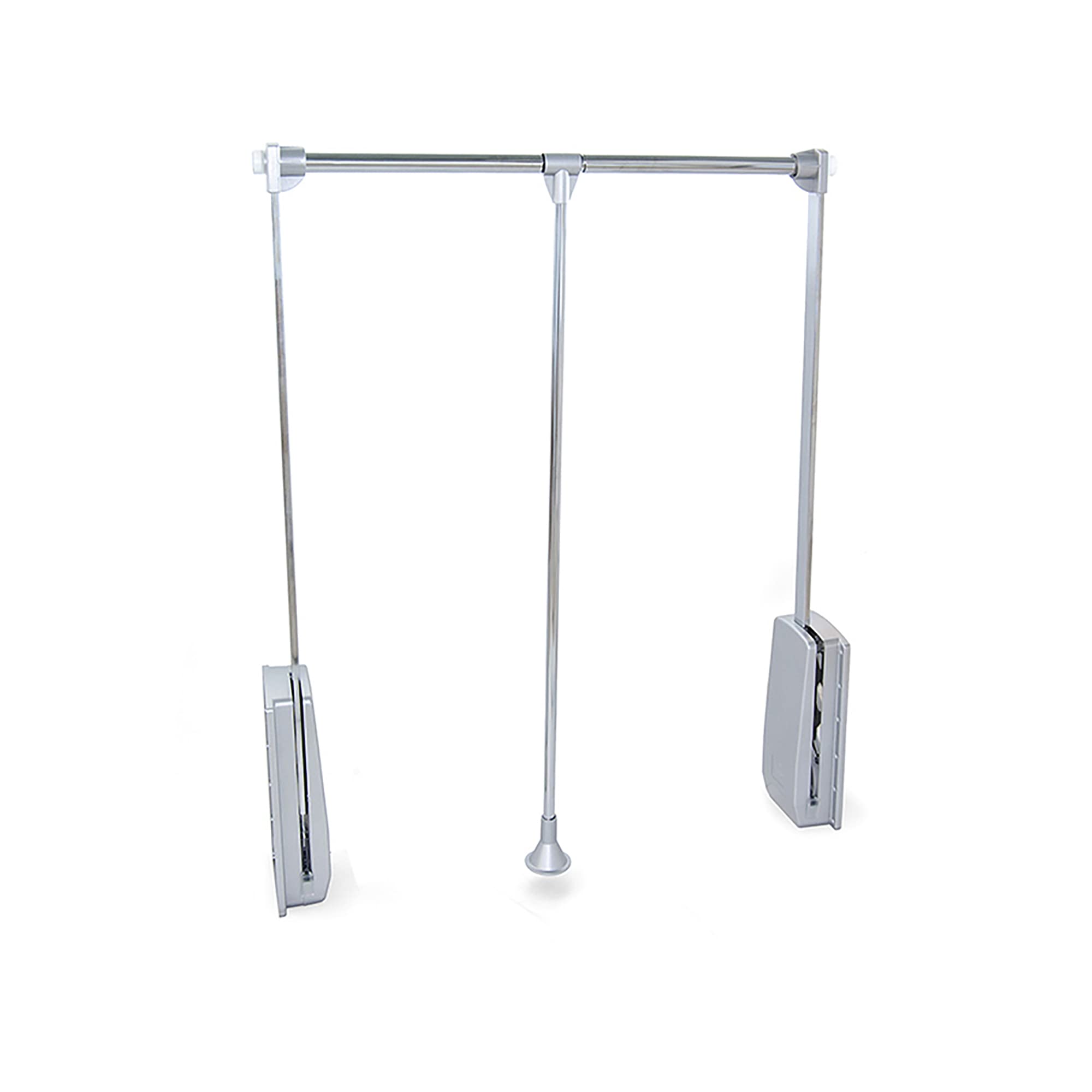 Emuca - Hang pull down wardrobe rail lift, Adjustable Width 830-1150 mm (32,67 - 45,27 inch), Chromed