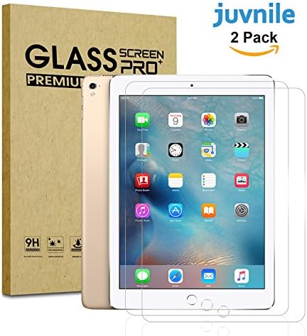 Juvnile 9H Tempered Glass iPad Screen Protector for iPad Air, iPad Air 2, iPad Pro 9.7-inch with Retina Display, Scratch Resistant &amp; Apple Pencil Compatible (2-Pack, Clear)