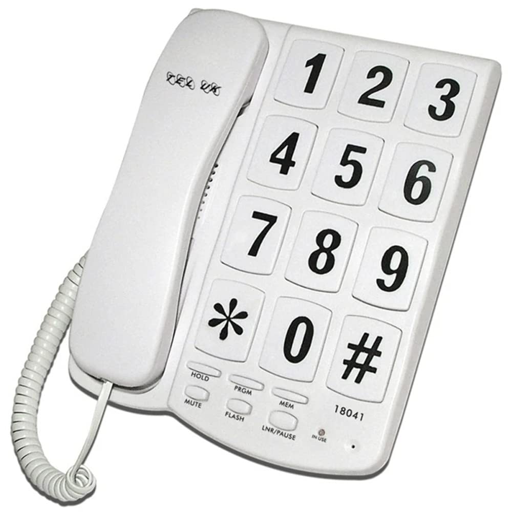 TEL UK 18041W New Yorker Big Button Telephone - White
