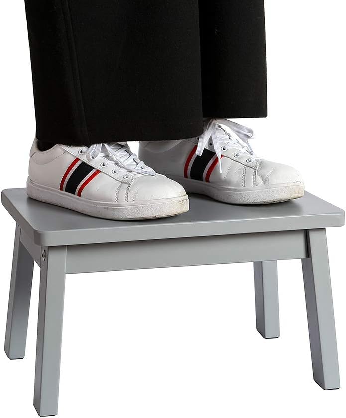 HOUCHICS Solid Birch High Gloss Step Stool Wooden Kids Potty Training Stool with 220lb Load Capacity Foot Stool for Kitchen,Bedroom,Living Room,Bathroom (Gray): Furniture & Decor