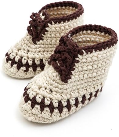 KeeCro Crochet Baby Booties Newborn Socks Shoes Beige High-top (6 - 12 Monthes)