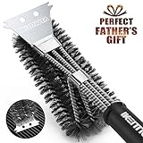 Safe BBQ Grill Brush with Scraper-18â€ Sturdy & Effective Grill Brush Cleaning Each Corner, 100% Rust Resistant Stainless Steel Grill Cleaner without Bristle Residue,BBQ Accessories for Father As Gifts