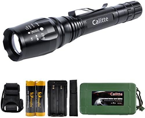 Calitte Brightest Zoomable Focus True Torch Flashlight 1000 Lumen XML T6 LED with Adjustable 5 Light Mode For Cycling Hiking, Camping, Emergency (7.85 in)