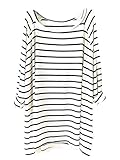 Sheinside Women's White Black Striped Loose T-Shirt