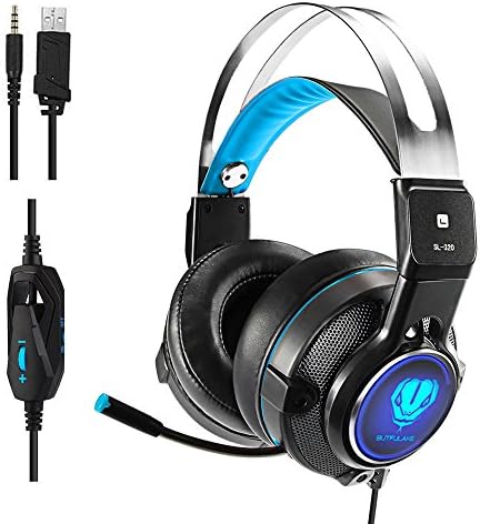 Active Noise Canceling Headphones, Makibes Over Ear Gaming Headset with LED Light Microphone for PC, PS4, Xbox One, Nintendo Switch
