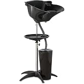 Portable Shampoo Bowl (Pack of 1) | Adjustable Basin Height,One-Bucket Design with Drain Hoses | Home &amp; Barber Use | Black