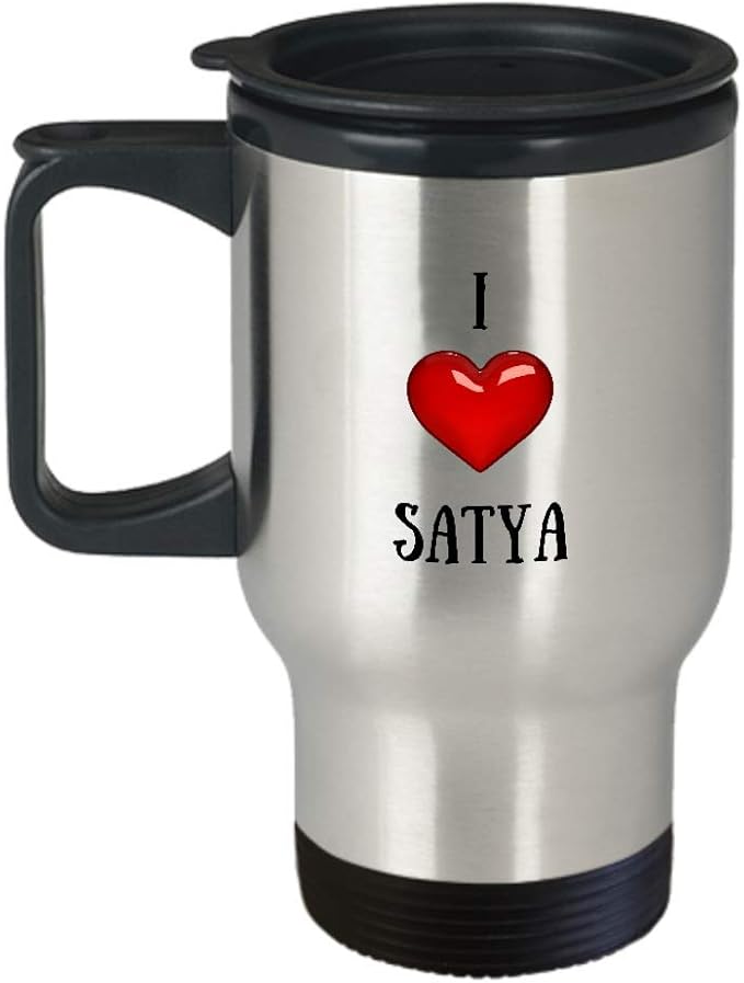 I Love Satya Travel Mug Personalized Travel