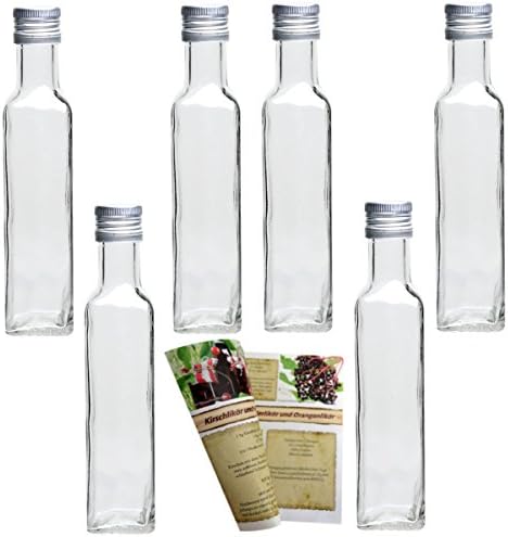 '12 "Maraska Empty Glass Bottles 500 ml with screw top, Square, Set of 10 Bottle Liquor Bottle