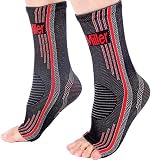 Doc Miller Premium Ankle Brace Compression Support Sleeve Socks for Swollen Foot Plantar Fasciitis Achilles Tendonitis, Use as Injury Support Recovery Eases Pain Swelling 1 Pair (Red, Large)