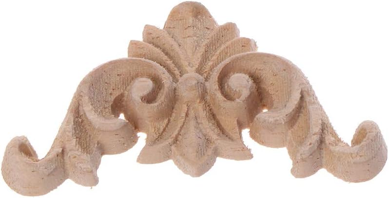 Lpyfgtp 4pcs/Set 4x4cm Wood Carved Corner Flower Onlay Applique Unpainted Frame Cupboard Cabinet Decal Sculptures for Home Frame Furniture Decoration