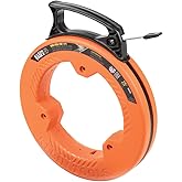 Klein Tools 56335 Flat Steel Electrical Fish Tape, 25-Foot 1/4-Inch Wide Spring Steel Tape, Slim Plastic Tip, Laser Etched 1-