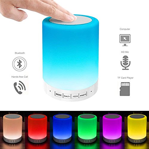 Elecstars Touch Bedside Lamp with Bluetooth Speaker, Dimmable Color