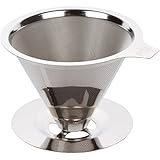 Paperless Pour Over Coffee Dripper - Stainless Steel Reusable Coffee Filter and Single Cup Coffee Maker with Cup Stand