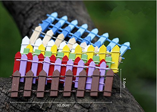 Funnylive 10 Pcs;Outdoor Garden Fantasy Small Wooden Fence Flexible DIY Decorated Short Wooden Picket Fence for Miniature Garden Decoration - Thumbnail 5