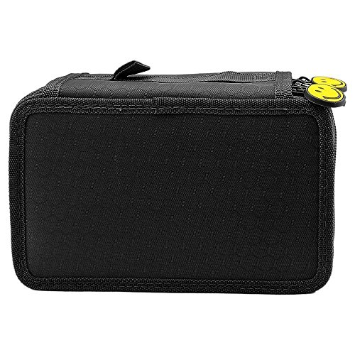 LORJE Multilayer Colored Pencil Case, Large, 72 Slots Black Pen Bag
