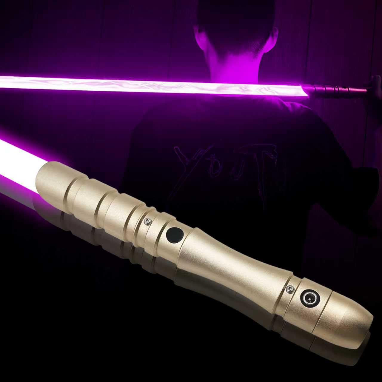 YDD GENIUS 38.3 inch Lightsaber, Metal Duel Light Sabers, 4 Sound Fonts, USB Rechargeable Light Swords with Loud Sound, Swing, Blaster,Adults Cosplay Props Birthday Xmas Gift (97cm-Purple)