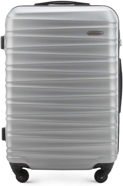 WITTCHEN Travel Suitcase Carry-On Cabin Luggage Hardshell Made of ABS with 4 Spinner Wheels Combination Lock Telescopic Handle Groove Line Set of 3 suitcases Grey - Image 3