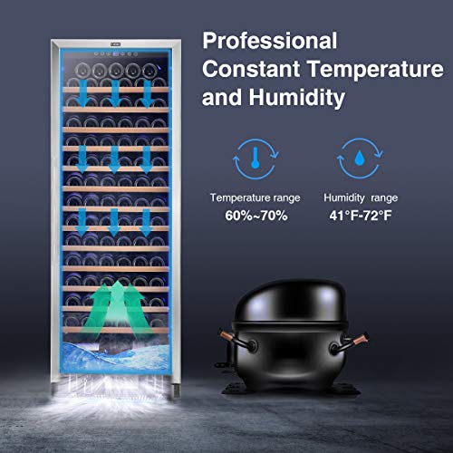 Colzer Upgrade 24 Inch Wine Cooler Refrigerators, 154 Bottle Fast Cooling Low Noise and No Fog