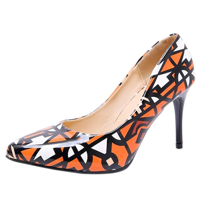 Dener Women Ladies Stiletto Pumps Colorful High Heel Slip On Wide